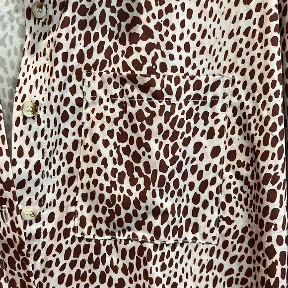 Leopard Cheetah Print Button Up Shirt Dress Long Sleeve Dress Animal Print Small - Picture 7 of 7